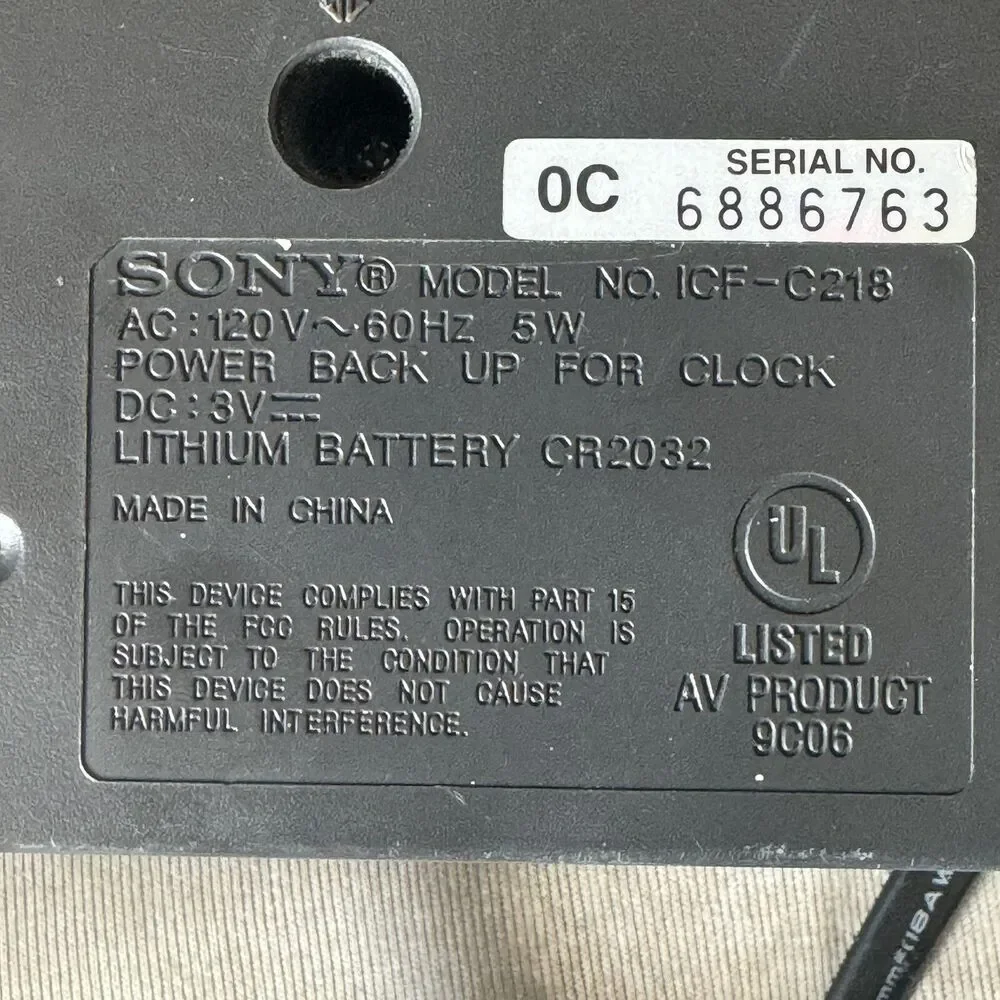Alarm Clock Radio Sony Dream Machine CF-C218 AM FM Snooze Date Tested Working